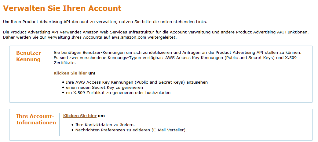 Account Verwaltung
